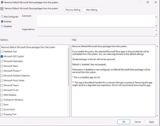 Removing Default Microsoft Store Apps