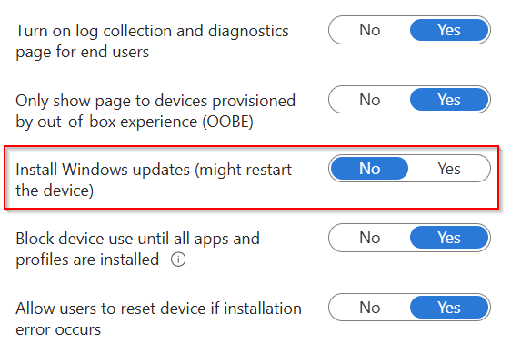 Intune Autopilot ESP Windows Update